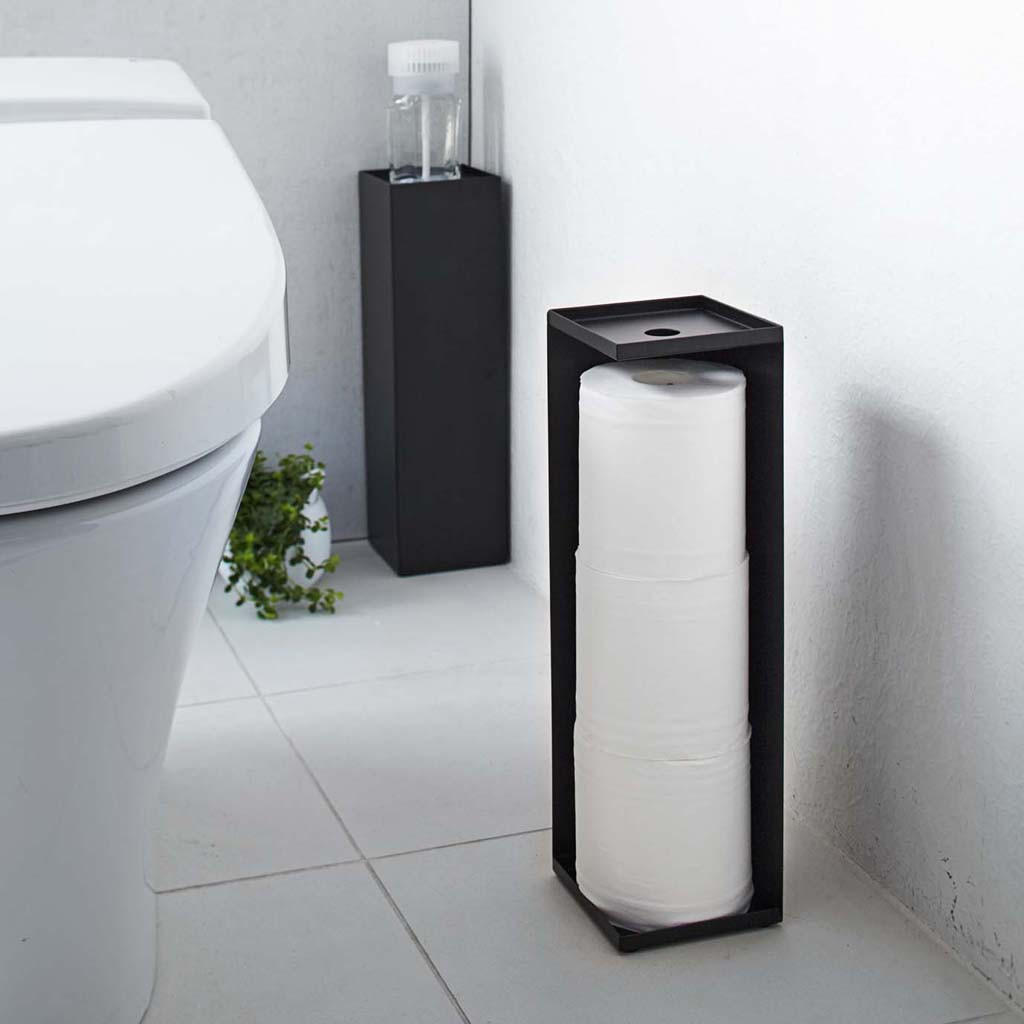 YAMAZAKI Tower 7851 Toilettenpapierhalter in Schwarz - Stilvolle und praktische Lösung - Schwarz, Metall (11.5/38.5/11.5cm) - Yamazaki