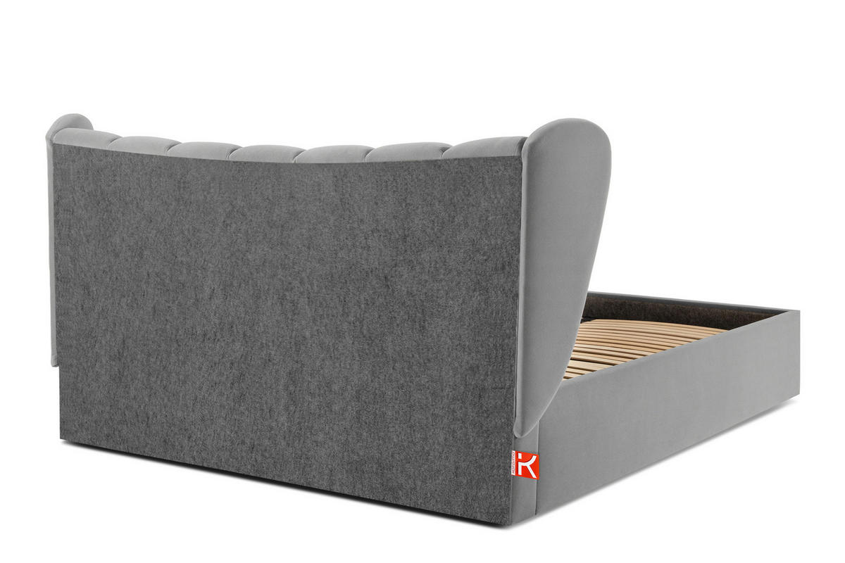POLSTERBETT GIZO, Muschel-Design - Hellgrau/Schwarz, Holz/Holzwerkstoff (182/204cm) - KONSIMO®