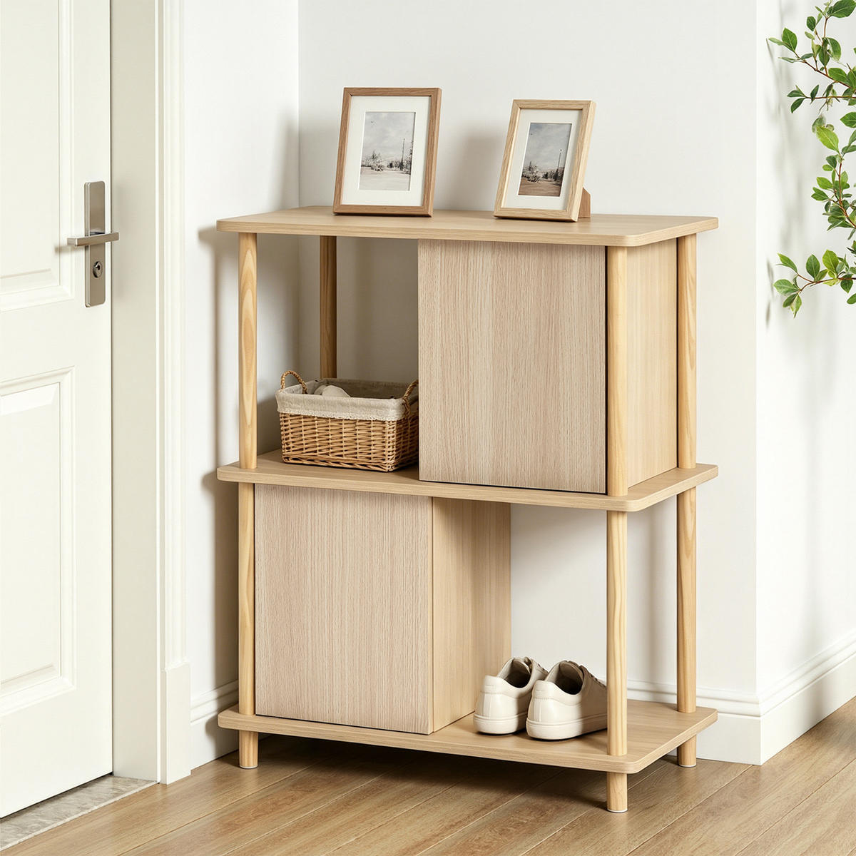 BÜCHERREGAL mit Stauraum und 2 Ablagen - Alteiche, Holz (35/77.5/60cm)