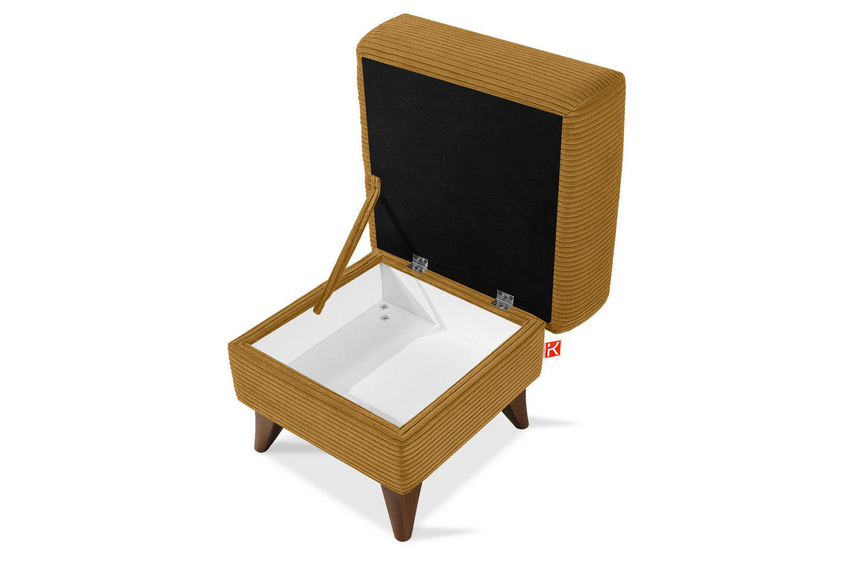FUẞSTÜTZE GUSTAVO II, Gelb - Gelb/Braun, Holz/Holzwerkstoff (53/49/53cm) - KONSIMO®
