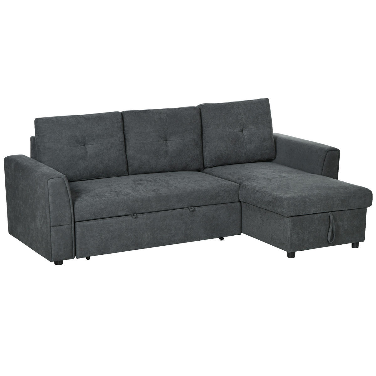 SOFA, 3-Sitzer, Chaiselongue, Schlafsofa, Bettfunktion, Polstersofa, Dunkelgrau - Multicolor, Holzwerkstoff (232/85/141cm) - FORIOUS