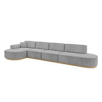 ECKSOFA Ottomane Links MARI-L3-v2 - 413x171x83 cm Grau Velours - Grau, Holzwerkstoff/Textil (413/171cm) - ALTDECOR