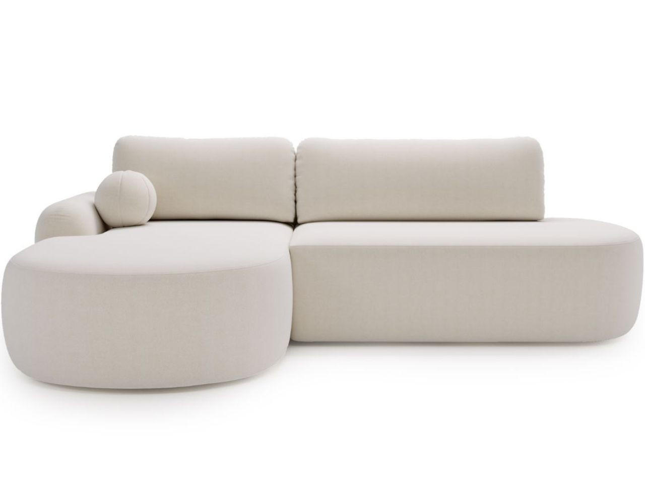 ECKSOFA Aurio O Bouclé-Stoff Weiß Links - Weiß, Holz/Textil (271/177cm) - Graingold