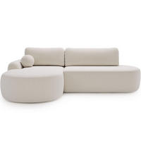 ECKSOFA Aurio O Bouclé-Stoff Weiß Links - Weiß, Holz/Textil (271/177cm) - Graingold