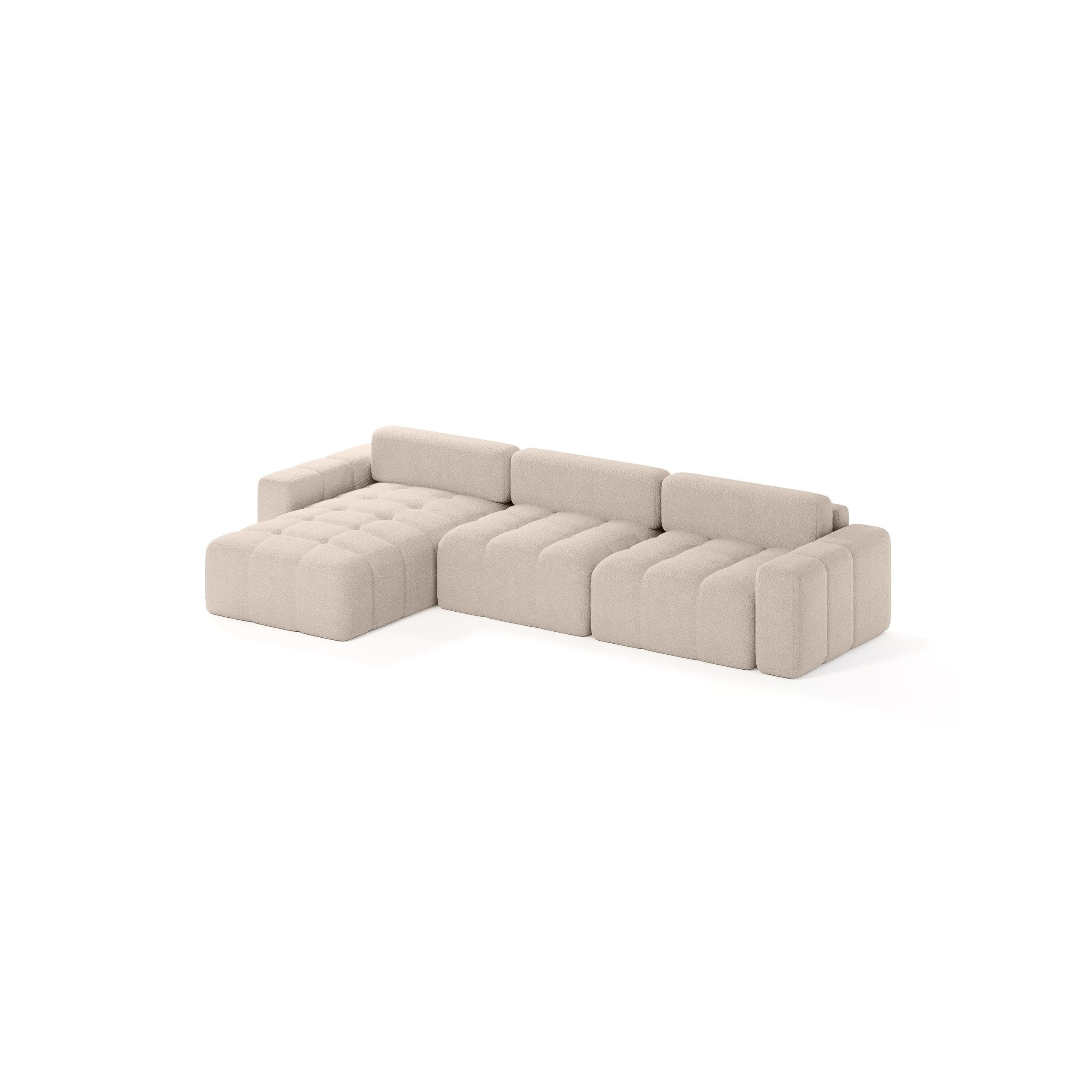ECKSOFA Bouclé-Stoff 8 Sitzer Bornum So, Beige - Beige, Textil (346/170cm) - Meblito
