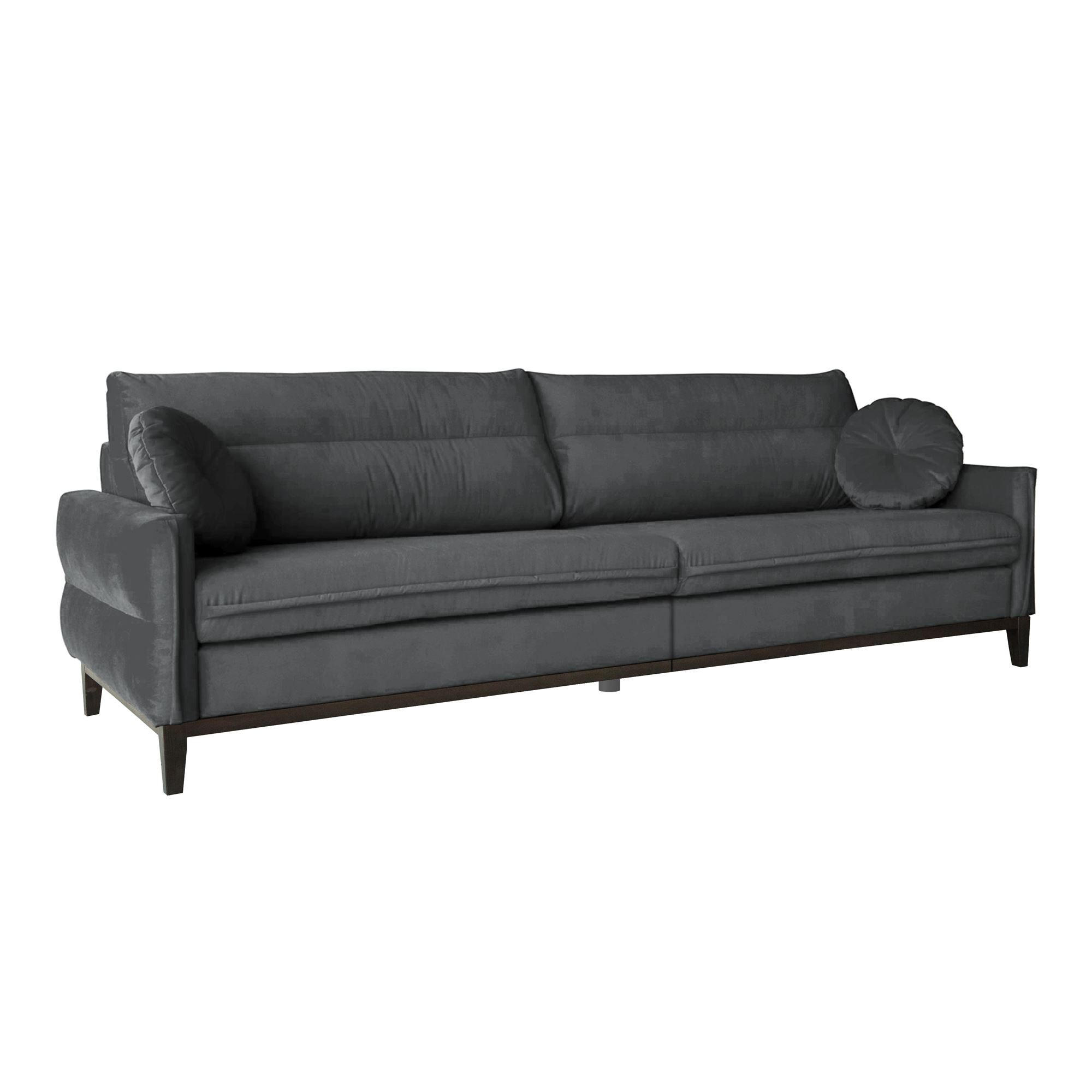 SOFA 3-SITZER Belweder 270 cm, Dunkelgrau, Veloursstoff - Wengefarben/Dunkelgrau, Holz/Textil (268/95/94cm) - Beautysofa