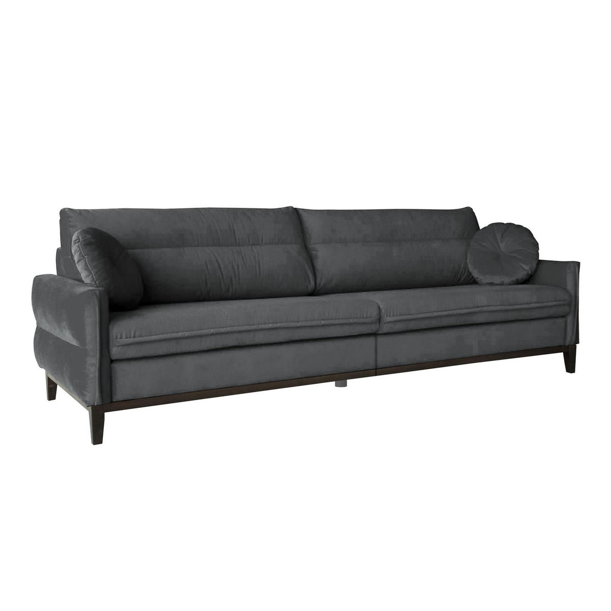 SITZGARNITUR Belweder, zwei Sofas+Sessel, Dunkelgrau, Velours - Wengefarben/Dunkelgrau, Holz/Textil (268/95/94cm) - Beautysofa