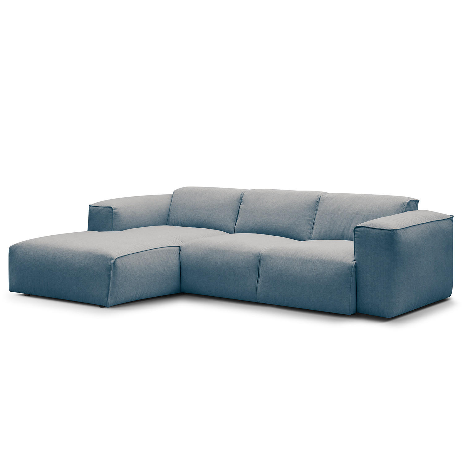 3-SITZER ECKSOFA mit Longchair - Blaugrau/Schwarz, Kunststoff/Textil (251/173cm) - home24
