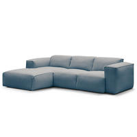 3-SITZER ECKSOFA mit Longchair - Blaugrau/Schwarz, Kunststoff/Textil (251/173cm) - home24