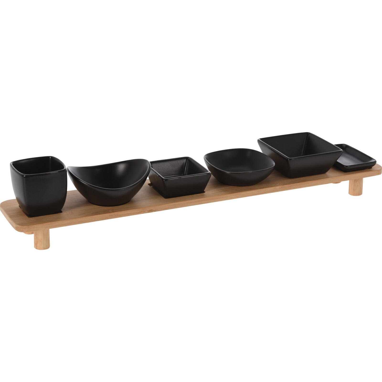 SERVIER-SET für Snacks Schwarz 50,6/9,4/7,7 cm - Schwarz, Keramik (50.6/9.4/7.7cm) - Excellent Houseware