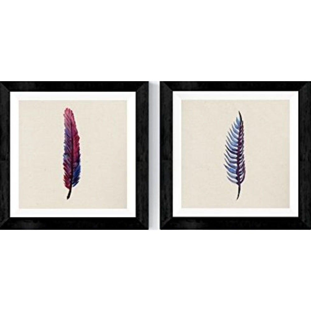 POSTER Set Mit 2 Federn Tiere 20X20cm Schwarzer Rahmen - Schwarz, Papier (20/5/20cm) - Nacnic