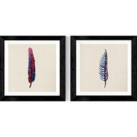 POSTER Set Mit 2 Federn Tiere 20X20cm Schwarzer Rahmen - Schwarz, Papier (20/5/20cm) - Nacnic