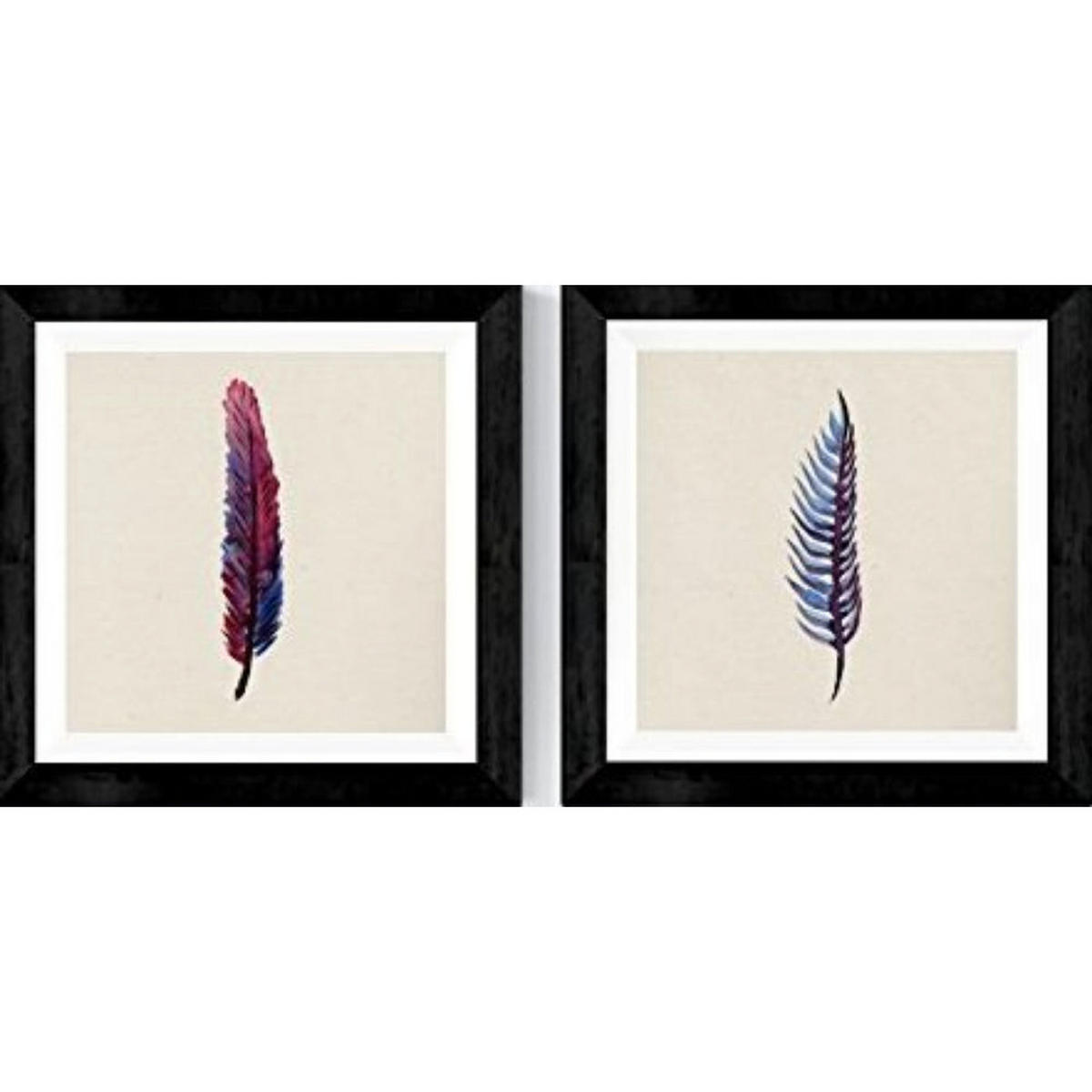 POSTER Set Mit 2 Federn Tiere 20X20cm Schwarzer Rahmen - Schwarz, Papier (20/5/20cm) - Nacnic