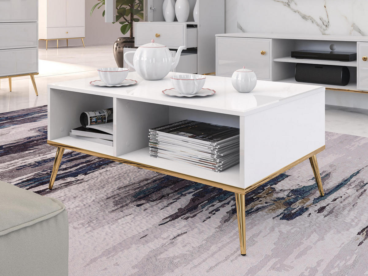 COUCHTISCH GOLDIN Weiß 90x60x42 cm - Weiß, Holzwerkstoff (60/90/42cm) - FURNLUX