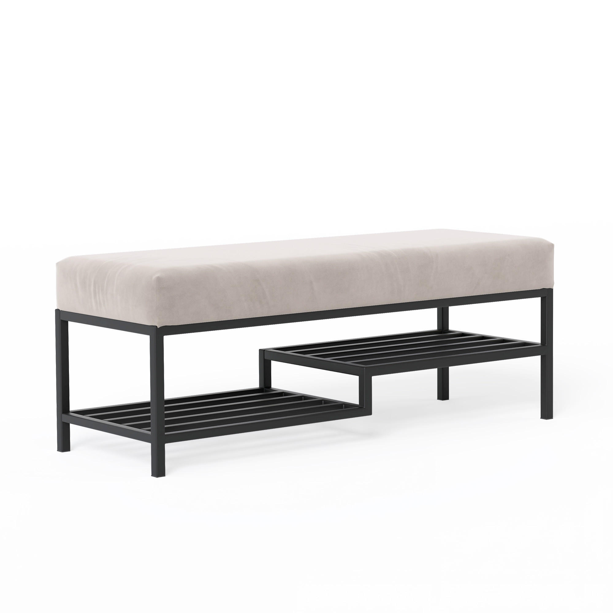 POLSTERBANK STEP 100 cm Schwarz / Creme ,Metallgestell - Creme, Metall (100/45/35cm) - Idohome