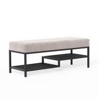 POLSTERBANK STEP 100 cm Schwarz / Creme ,Metallgestell - Creme, Metall (100/45/35cm) - Idohome