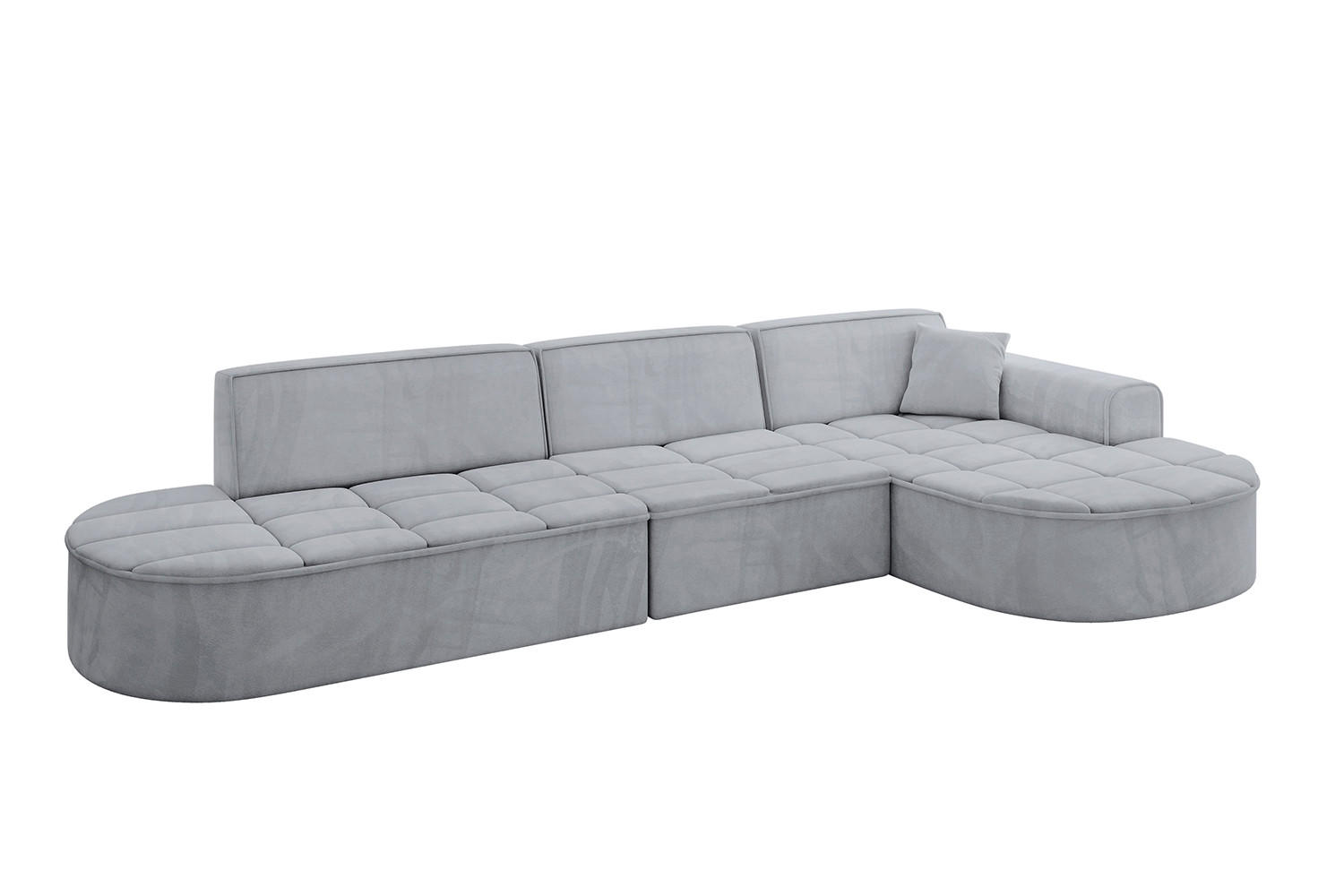 ECKSOFA Ottomane Rechts TARO-L2 - 328x171x79,5 cm Hellgrau - Grau, Holzwerkstoff/Textil (328/171cm) - ALTDECOR