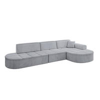 ECKSOFA Ottomane Rechts TARO-L2 - 328x171x79,5 cm Hellgrau - Grau, Holzwerkstoff/Textil (328/171cm) - ALTDECOR
