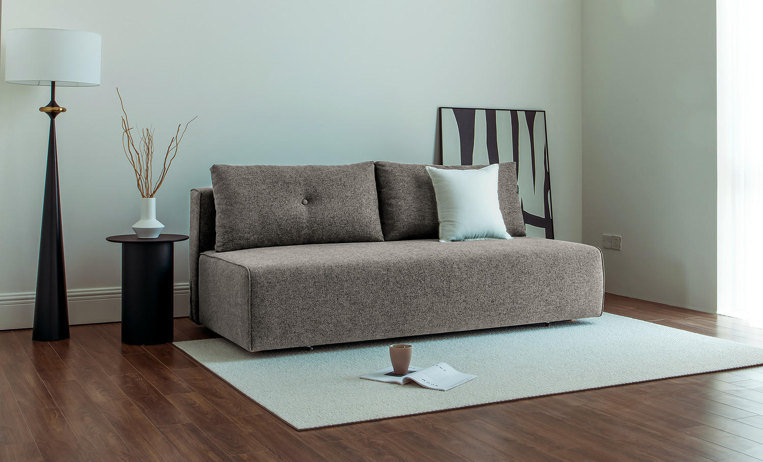 SCHLAFSOFA - Webstoff - Braun/Grau, Textil (200/86/102cm) - home24