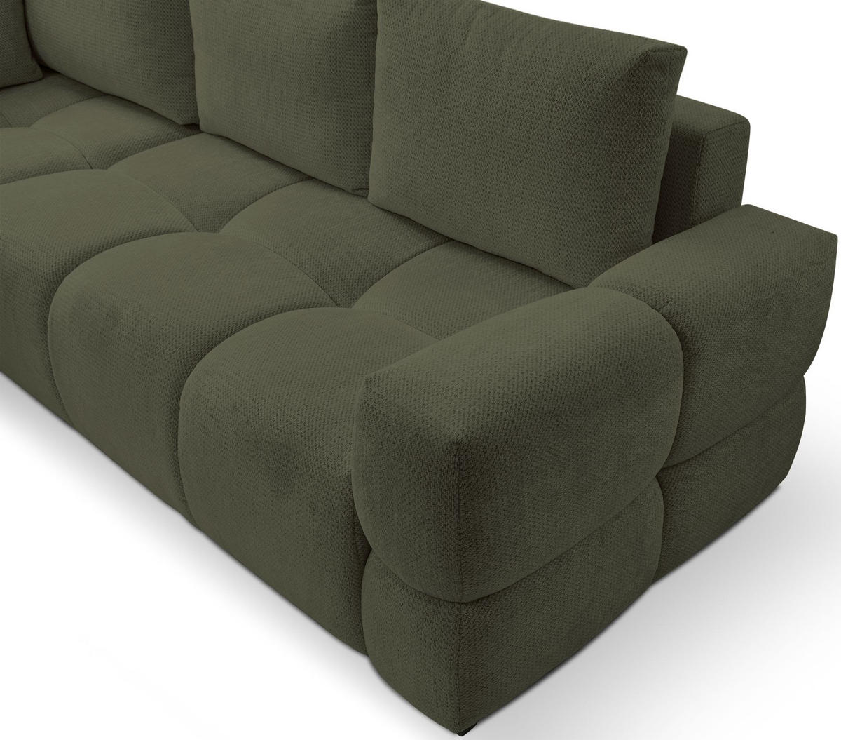 ECKSOFA Taremi mit Chenillebezug Olivgrün, beidseitig - Schwarz/Olivgrün, Textil (267/185cm) - Selsey