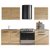 KÜCHENZEILE 140 cm - Langen K13-M140 - in Artisan Eiche - Schwarz/Eiche Artisan, Glas/Holzwerkstoff (140/210/47cm)