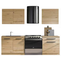 KÜCHENZEILE 140 cm - Langen K13-M140 - in Artisan Eiche - Schwarz/Eiche Artisan, Glas/Holzwerkstoff (140/210/47cm)