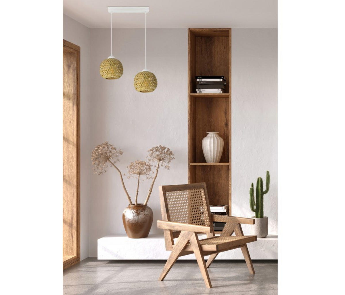 PENDELLEUCHTE BOHO - Beige/Weiß, Glas/Metall (15/42/100cm) - kiki design