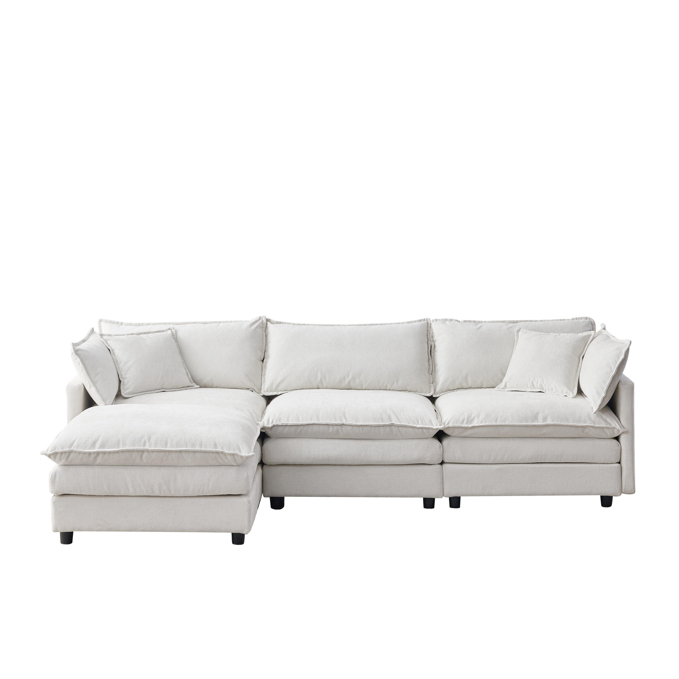 ECKSOFA 267/154/85 cm Beige mit Chaiselongue und Hocker - Beige, Textil (267/154cm) - Oxeza