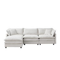 ECKSOFA 267/154/85 cm Beige mit Chaiselongue und Hocker - Beige, Textil (267/154cm) - Oxeza