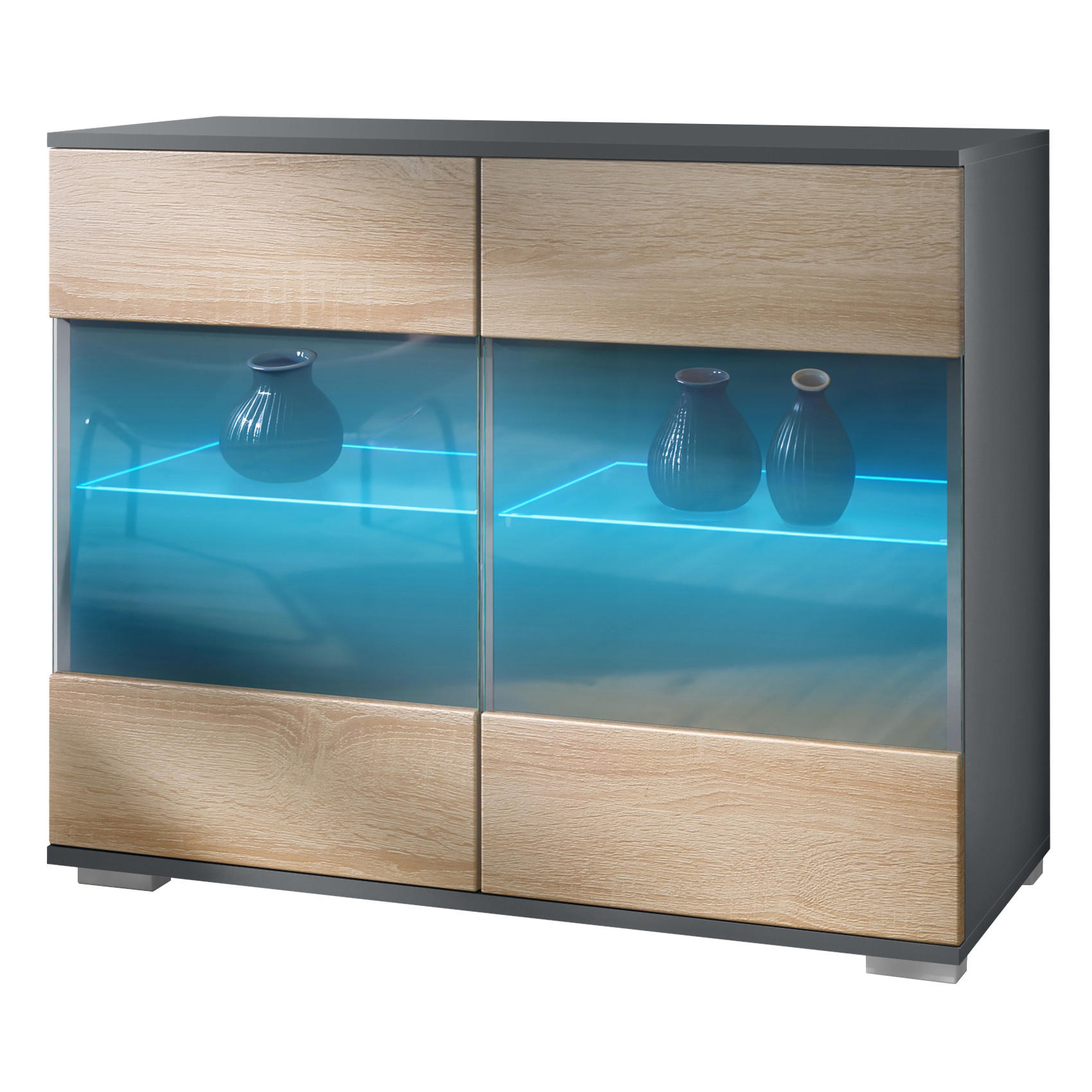 KOMMODE Bari Eiche sägerau - Eiche San Remo, Holzwerkstoff (92.5/75.5/35cm) - Vladon