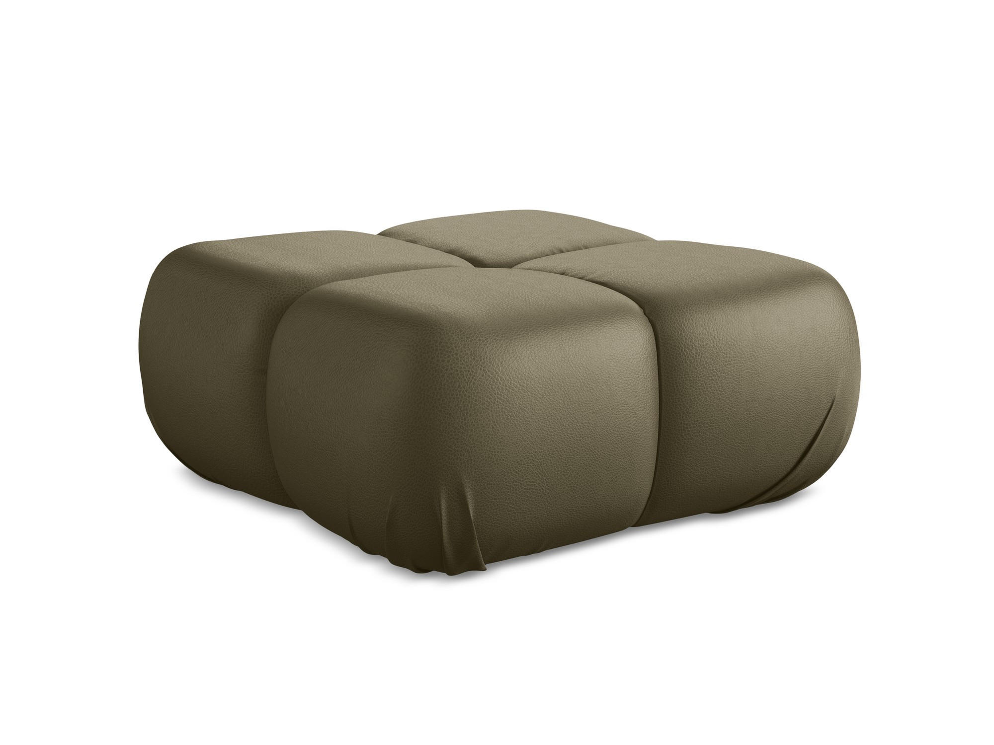 POUF Kunstleder Grün - Schwarz/Olivgrün, Leder/Kunststoff (95/41/95cm) - Makamii