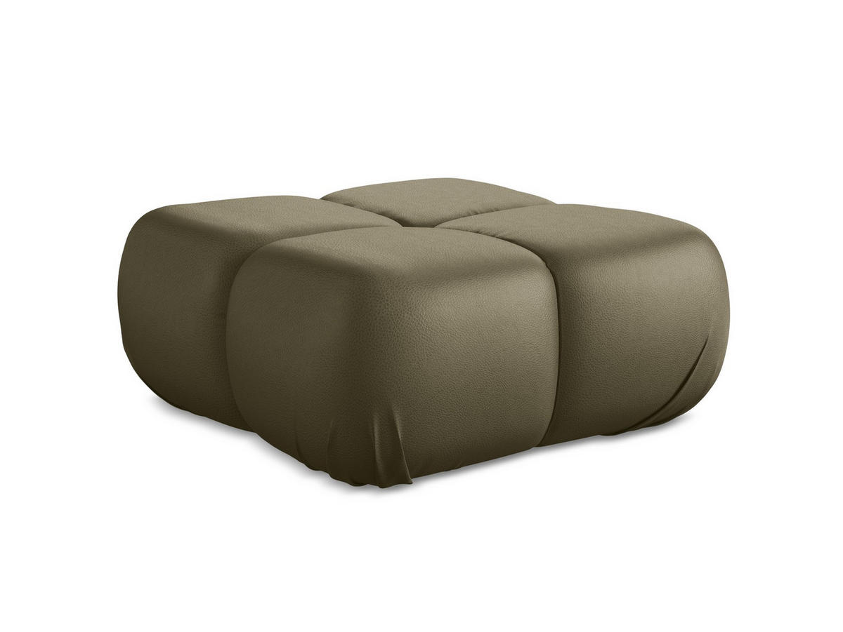 POUF Kunstleder Grün - Schwarz/Olivgrün, Leder/Kunststoff (95/41/95cm) - Makamii