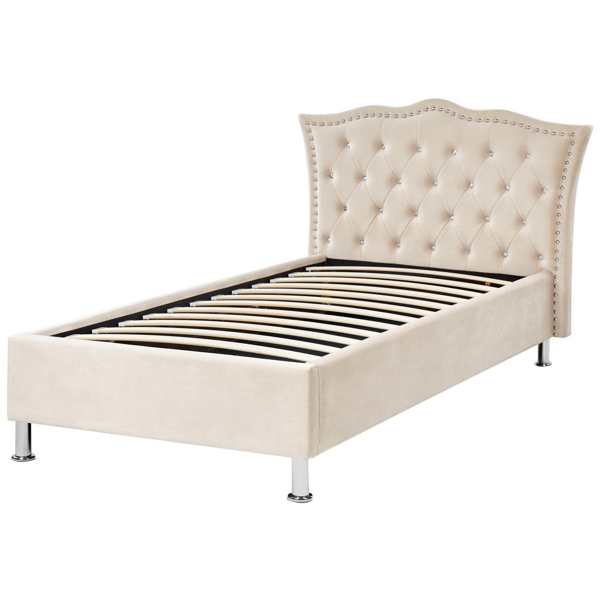 BETT 90/200cm Beige Metz - Beige, Textil (90/200cm) - Beliani