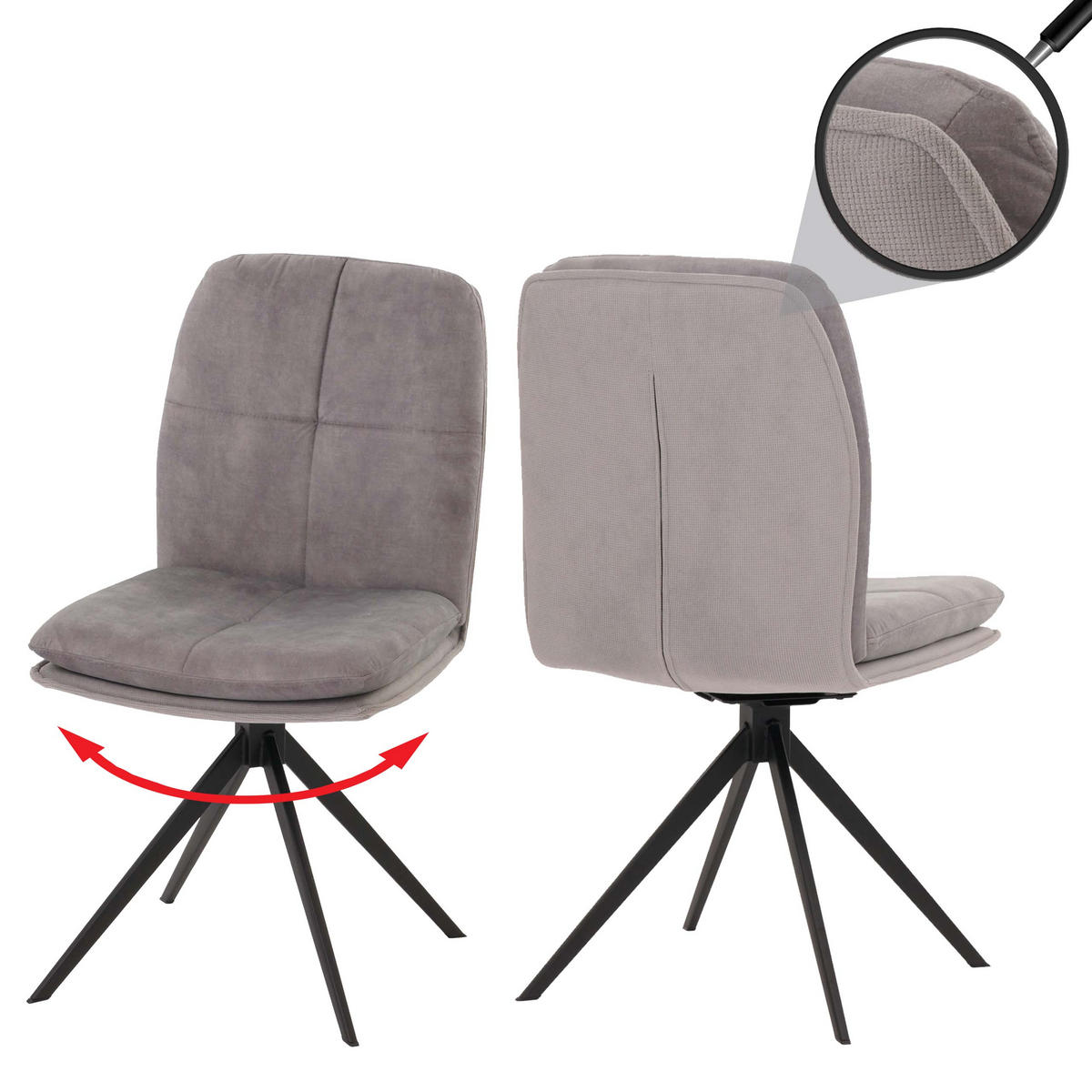ESSZIMMERSTUHL Grau 2er-Set - Grau, Textil (47/90/56cm) - MCW
