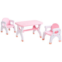 KINDERTISCH mit Stühlen Rosa Bollon - Pink/Weiß, Kunststoff (79/50/48cm) - Beliani