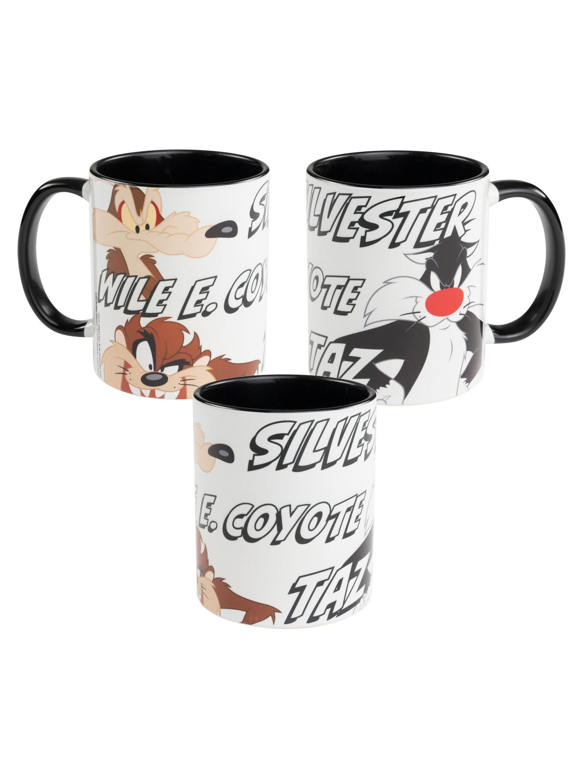 KAFFEEBECHER Looney Tunes Coyote, Silvester, Taz Schwarz/Weiß 320 ml - Multicolor, Keramik (0.32L) - Looney Tunes