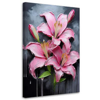 WANDBILD rosa bemalte lilienblumen - Pink, Textil (40/60cm) - Feeby