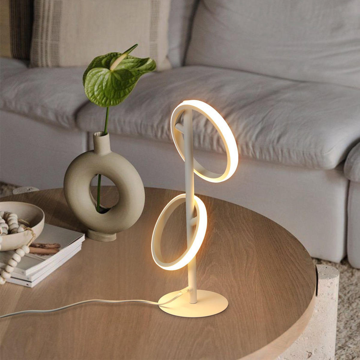 LED stolní lampa večerní 22/15,5/45,6 cm - bílá, kov (22/15.5/45.6cm) - Nettlife