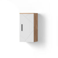 BADSCHRANK Ronco Weiß Hochglanz/Goldkraft Eiche 30 x 59 cm mit Regal - Honigeiche/Weiß Hochglanz, Holzwerkstoff (30/59/24cm) - Livinity®