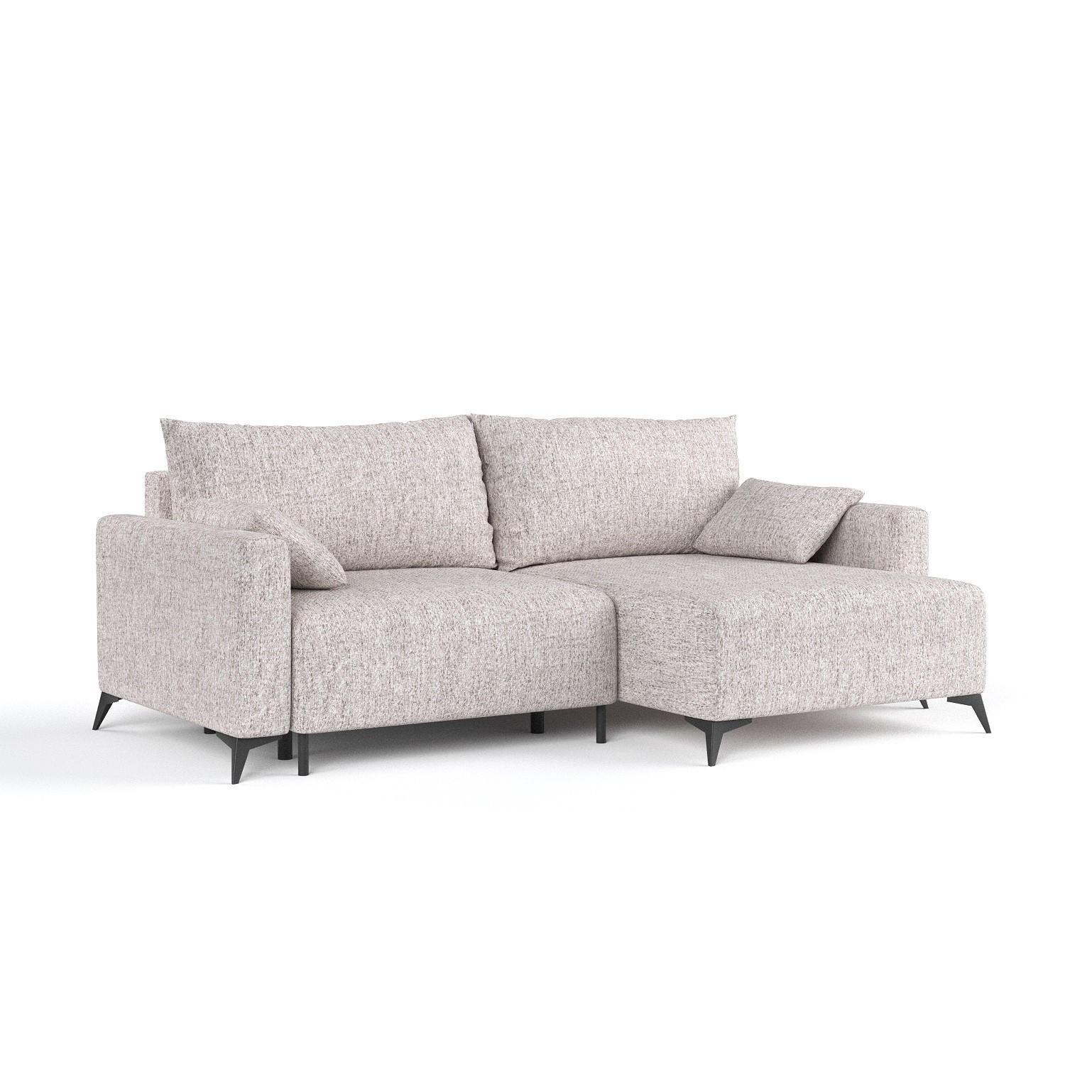 ECKSOFA NUVIO mit Schlaffunktion Beige im Neve Stoff - Beige/Schwarz, Holz/Holzwerkstoff (239/148cm) - AltaBeds