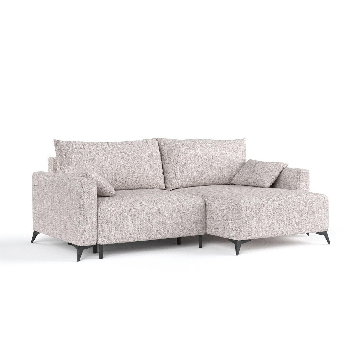 ECKSOFA NUVIO mit Schlaffunktion Beige im Neve Stoff - Beige/Schwarz, Holz/Holzwerkstoff (239/148cm) - AltaBeds