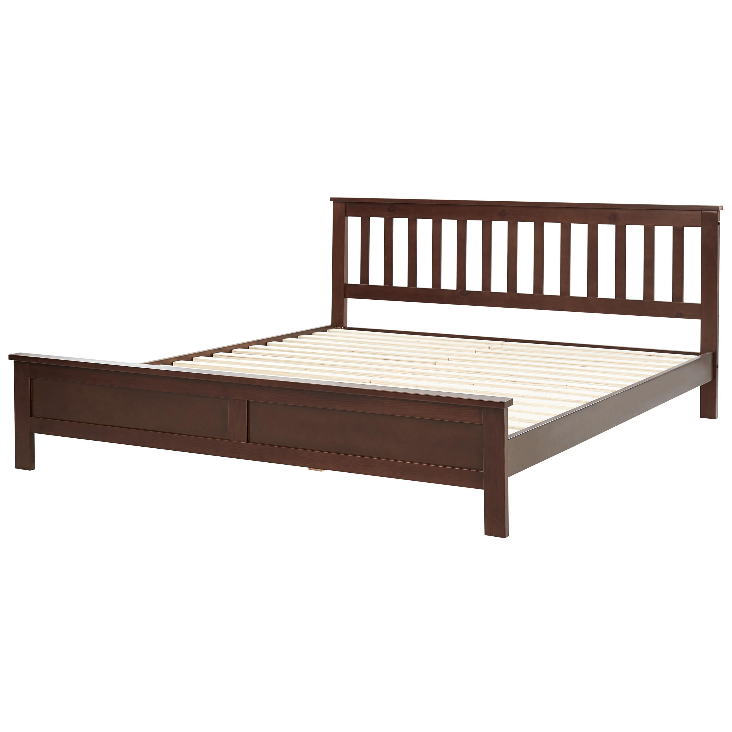 HOLZBETT 180/200cm Dunkler Holzfarbton Mayenne - Dunkelbraun, Holz (180/200cm) - Beliani