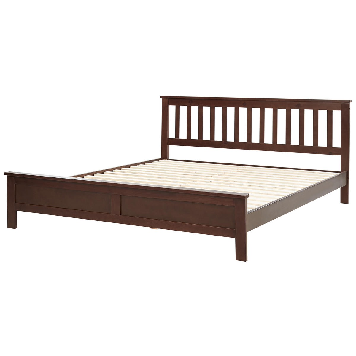 HOLZBETT 180/200cm Dunkler Holzfarbton Mayenne - Dunkelbraun, Holz (180/200cm) - Beliani