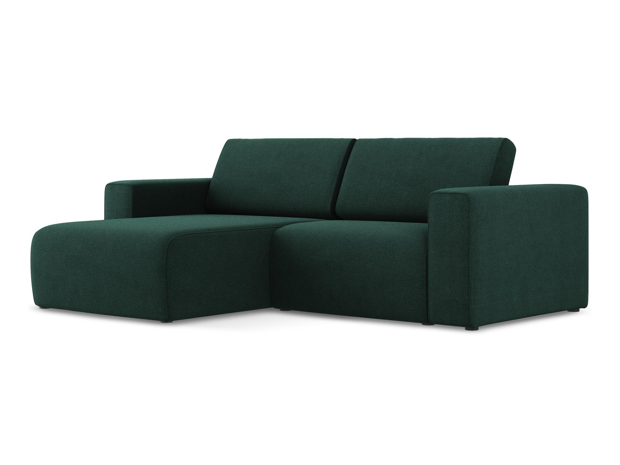ECKSOFA Links Strukturstoff Stoff Grün - Dunkelgrün/Schwarz, Kunststoff/Textil (167/224cm) - Makamii
