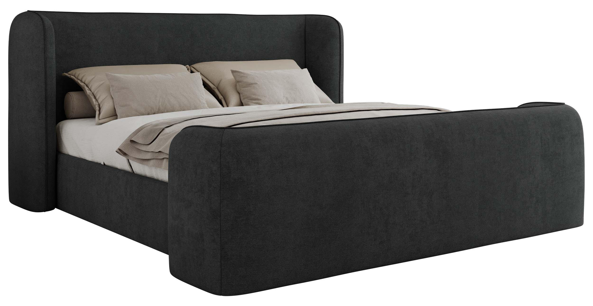 POLSTERBETT EMORA CLASSIC DUO 160/200 - Dunkelgrau Strukture - Pocket-Matratze - Dunkelgrau, Textil (160/200cm) - MKS