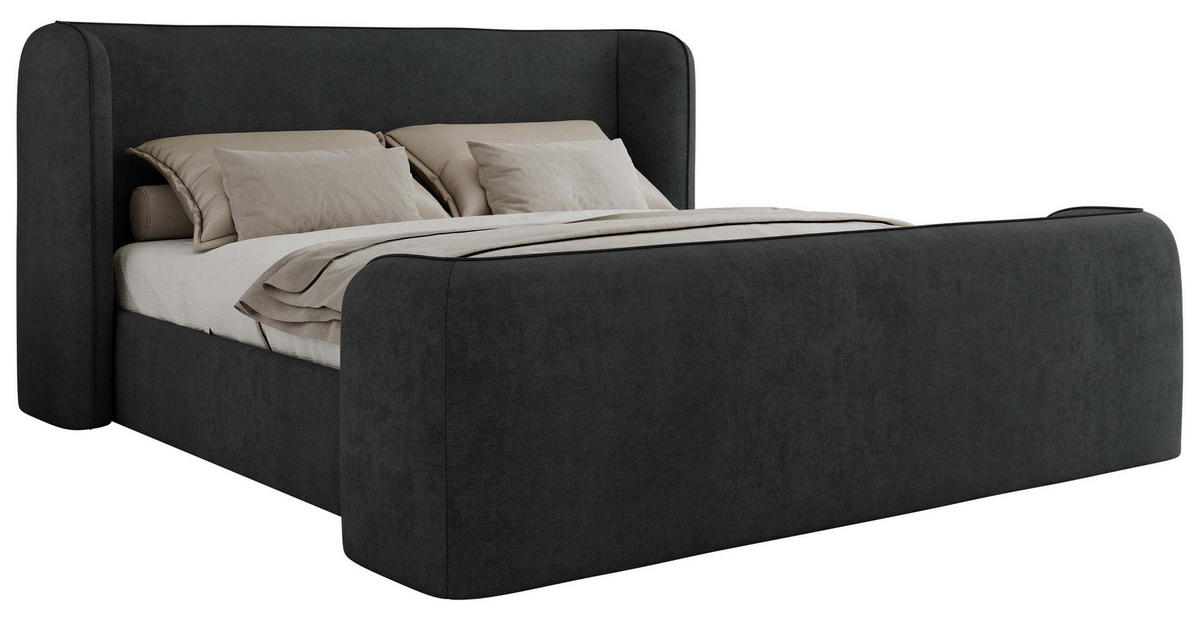 POLSTERBETT EMORA CLASSIC DUO 160/200 - Dunkelgrau Strukture - Pocket-Matratze - Dunkelgrau, Textil (160/200cm) - MKS