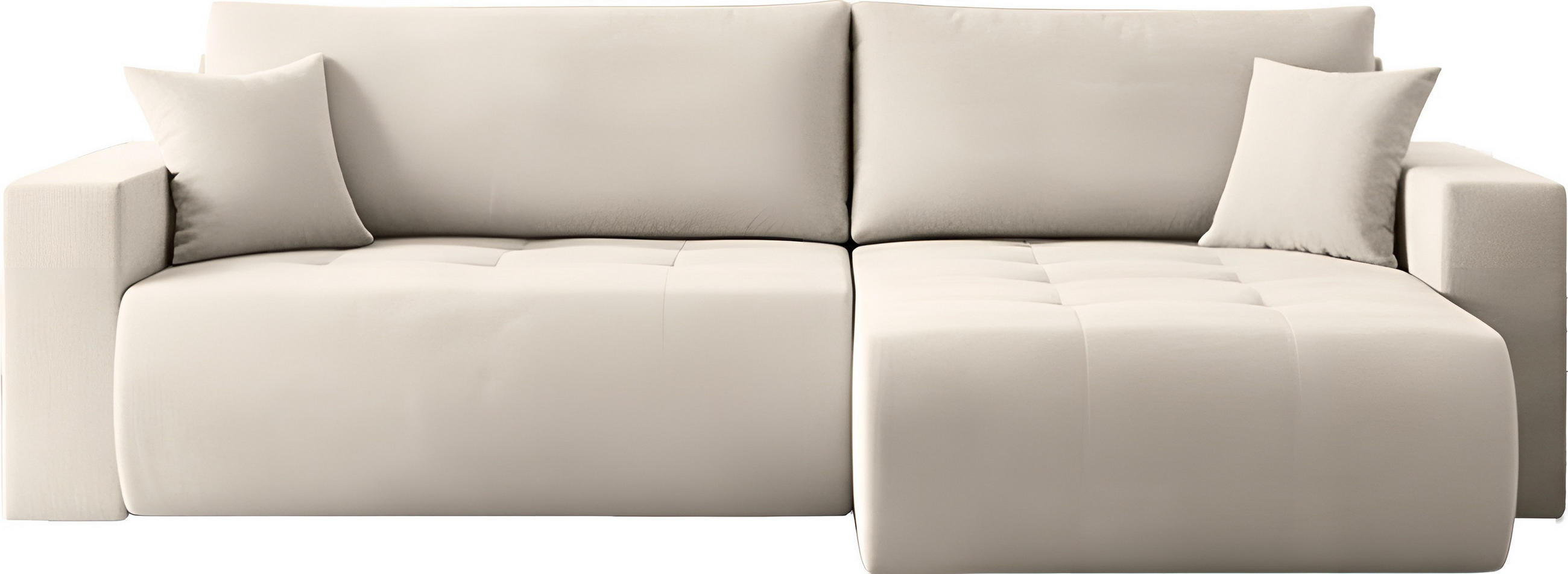 ECKSOFA Alva 3-Sitzer Universall Rechts/Links, Strukturstoff Beige 277/154/83 cm - Beige/Schwarz, Textil (277/154cm) - WFL GROUP