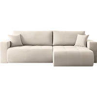 ECKSOFA Alva 3-Sitzer Universall Rechts/Links, Strukturstoff Beige 277/154/83 cm - Beige/Schwarz, Textil (277/154cm) - WFL GROUP