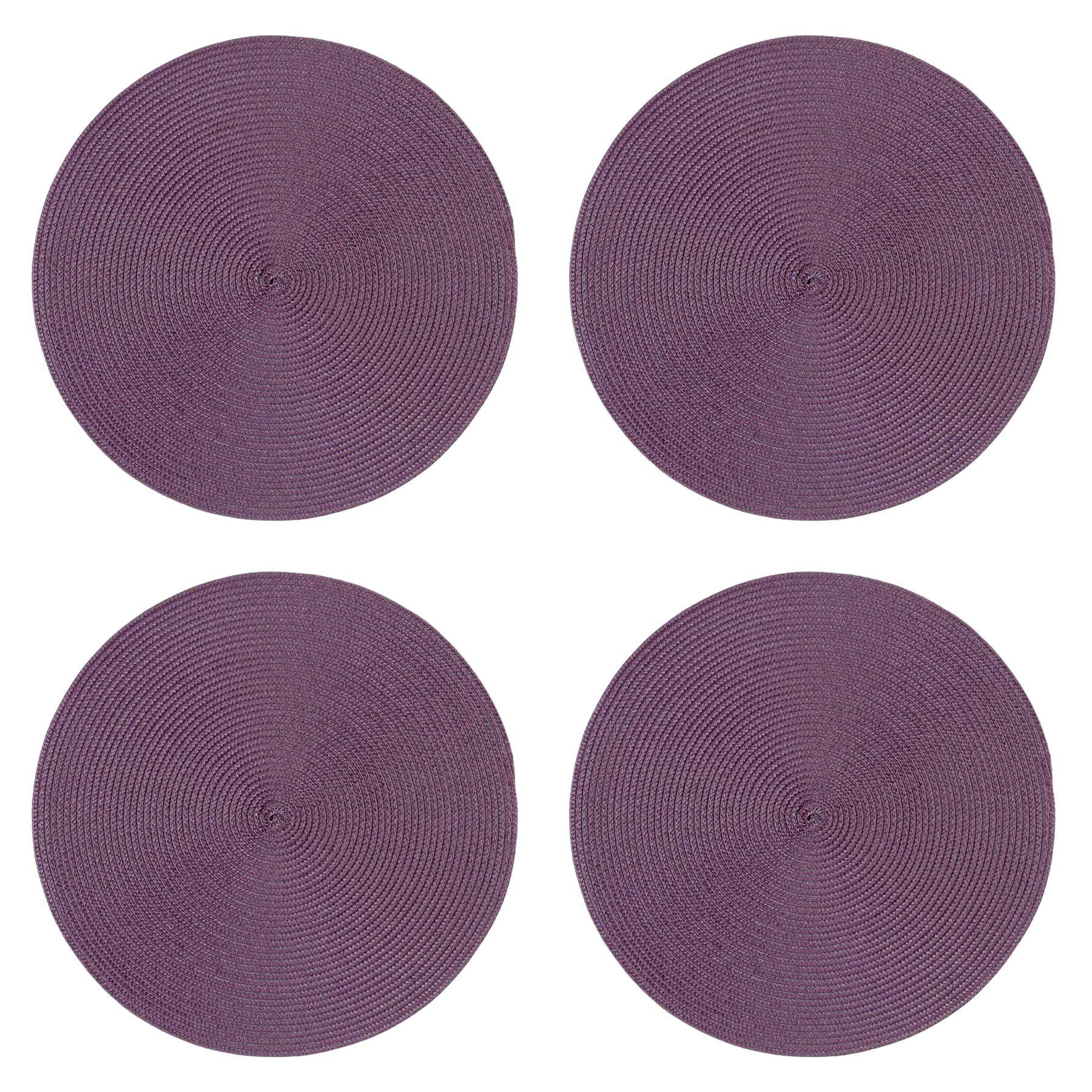 PLATZSET 4er Set Polypro Aubergine 35 cm rund - Aubergine, Kunststoff (35cm) - TiborTex