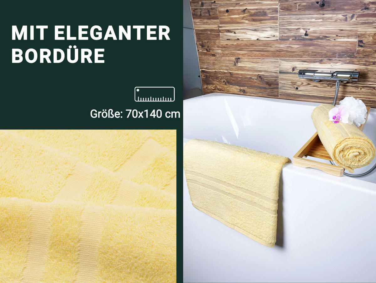 DUSCHTÜCHER, 5er-Set, 70x140 cm, 100% Baumwolle, Gelb - Gelb, Textil (70/140cm) - Zollner